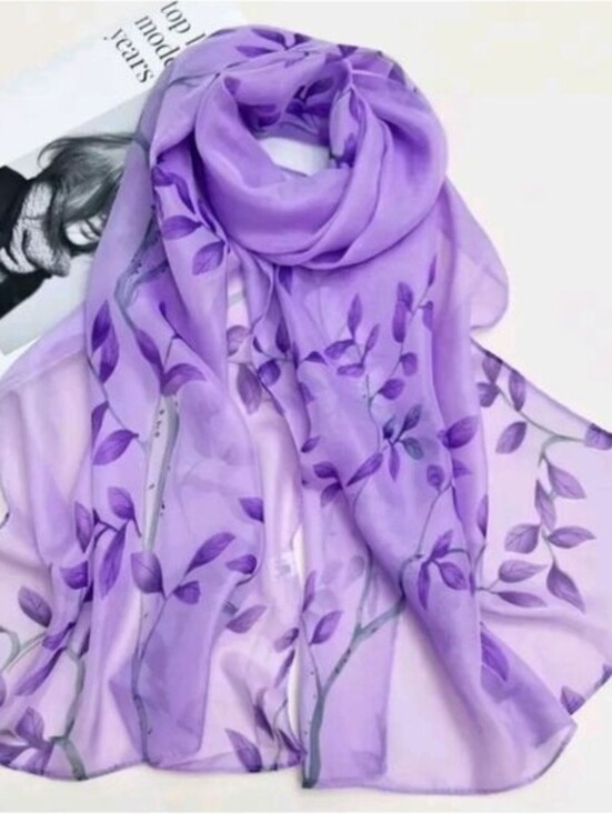 Fashion Jewelry Accessories - Floral Scarf Loaded With Garden FLOWERS LAVENDER TONES